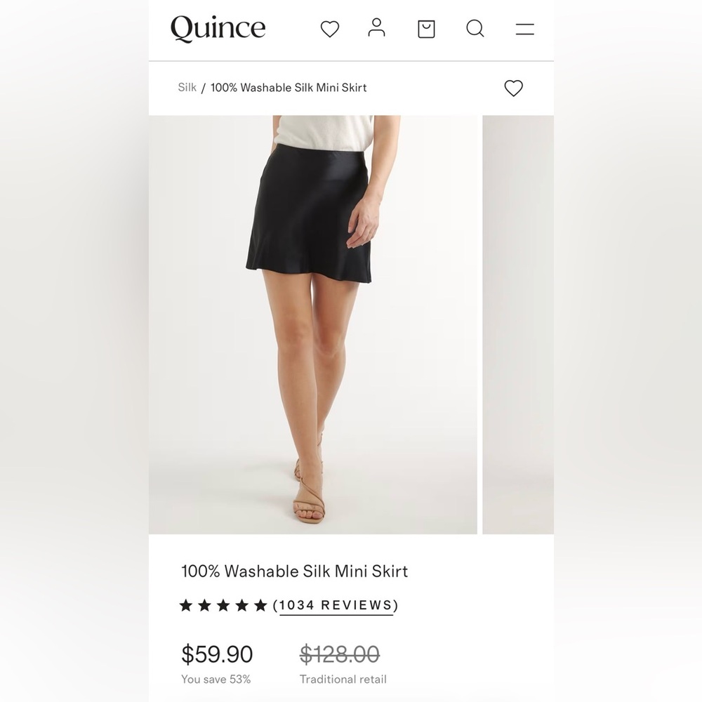 Quince Black Washable Silk Mini Skirt